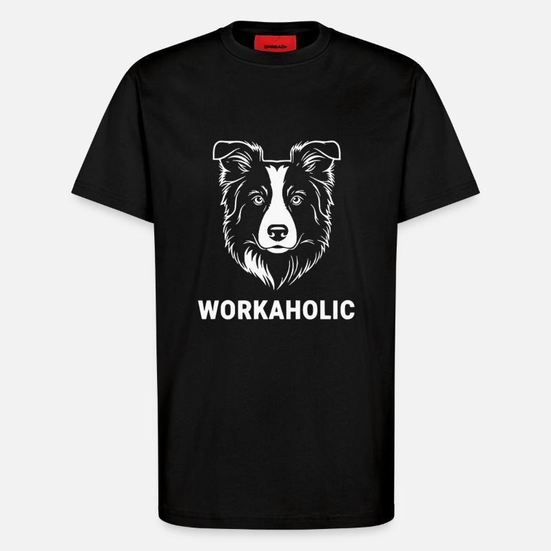 Workaholic Border Collie - T-Shirt - made by SPREAD - SOLID BLACK