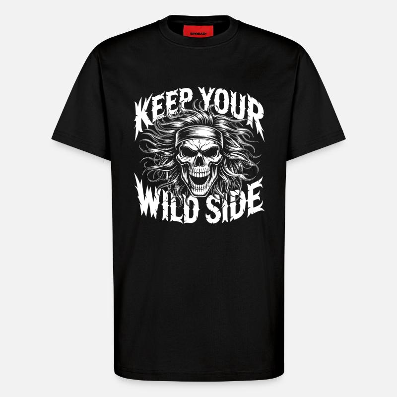 Keep Your Wild Side Skull - T-Shirt - made by SPREAD - SOLID BLACK