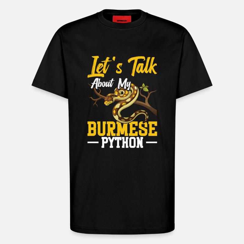 Burmesischer Python-Besitzer Schlangenterrarium Hide Python - T-Shirt - made by SPREAD - SOLID BLACK