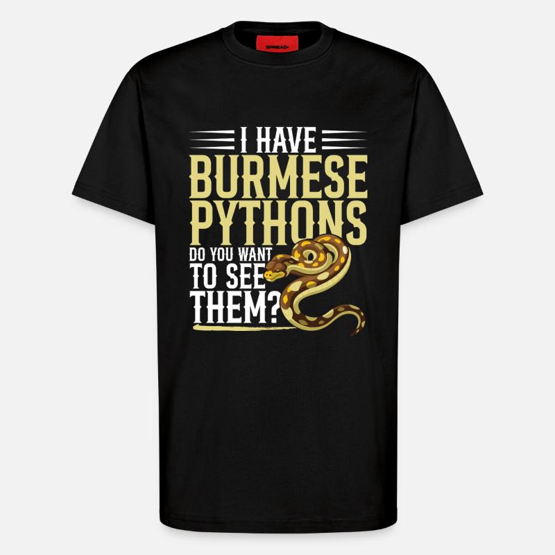 Burmesische Python HDE Schlangen-Stofftier-Reptil - T-Shirt - made by SPREAD - SOLID BLACK