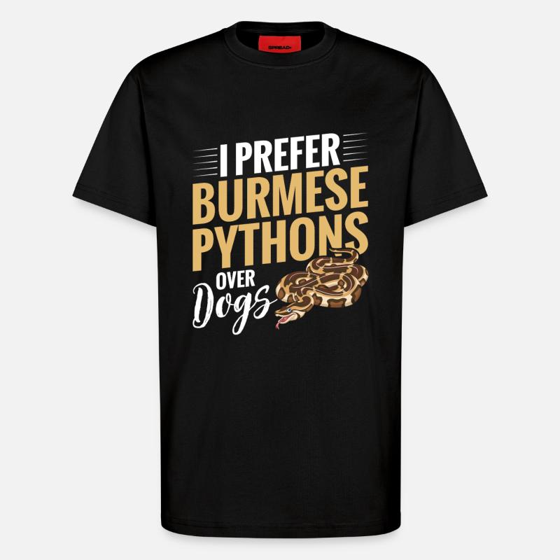 Burmesischer Python-Stoff Reptilien-Foos-Schlangenbesitzer - T-Shirt - made by SPREAD - SOLID BLACK