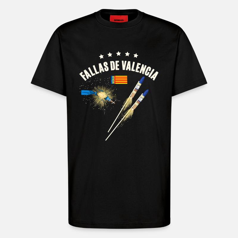 Fallas De Valencia Fireworks - T-Shirt - made by SPREAD - SOLID BLACK