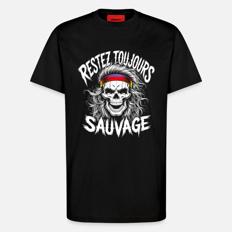 Bleib wild Immer Schädel - T-Shirt - made by SPREAD - SOLID BLACK