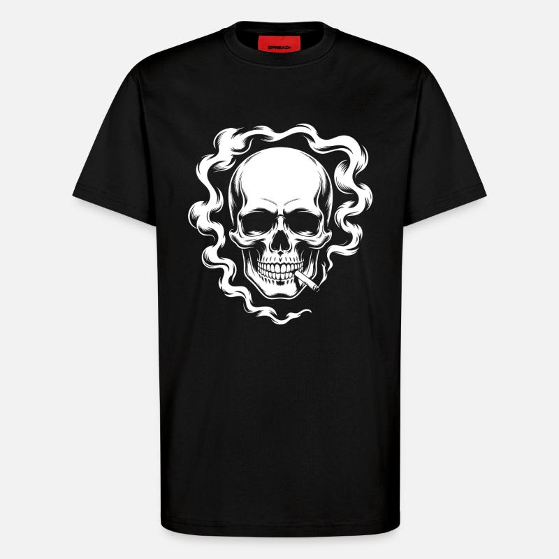 Conception du crâne fumant - T-shirt bio décontracté fabriqué en UE - SOLID BLACK