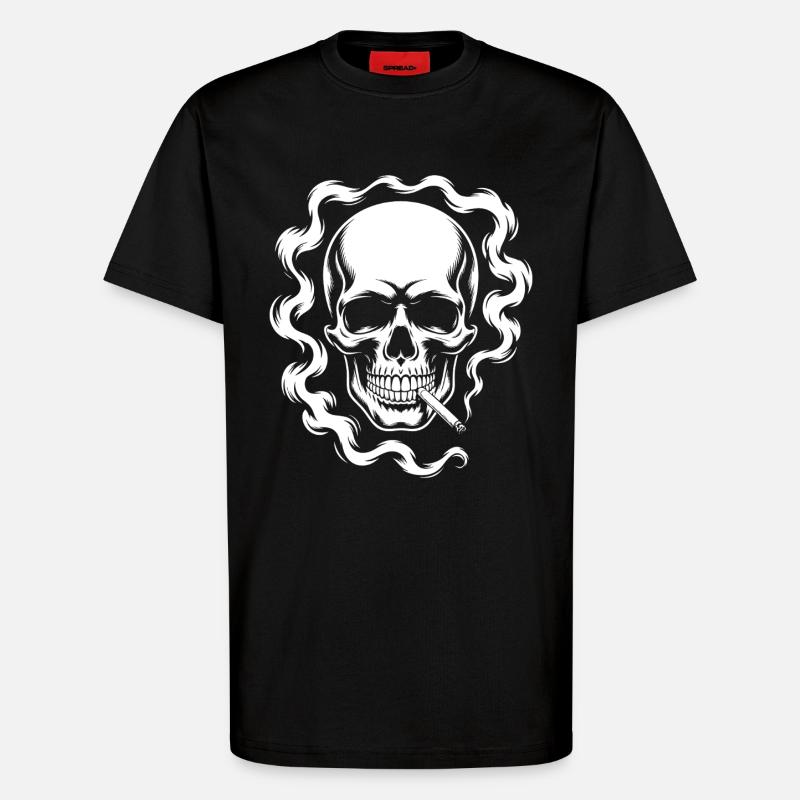Conception du crâne fumant - T-shirt bio décontracté fabriqué en UE - SOLID BLACK