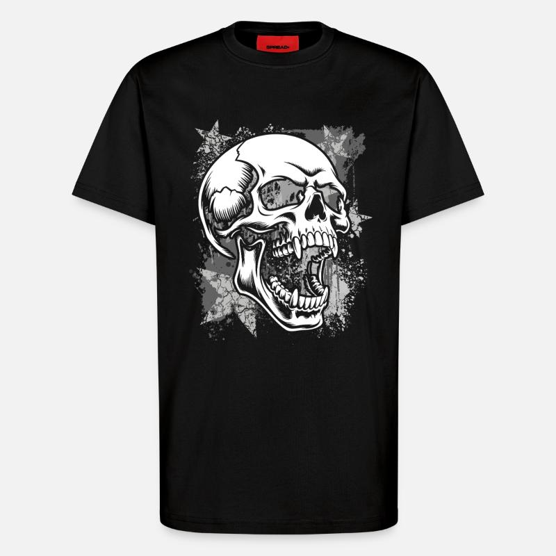 Grunge Schädel Farbspritzer - T-Shirt - made by SPREAD - SOLID BLACK