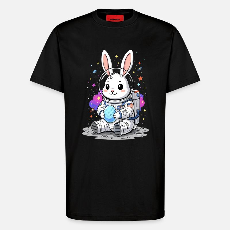 Astronaut Easter Bunny Space - T-Shirt - made by SPREAD - SOLID BLACK