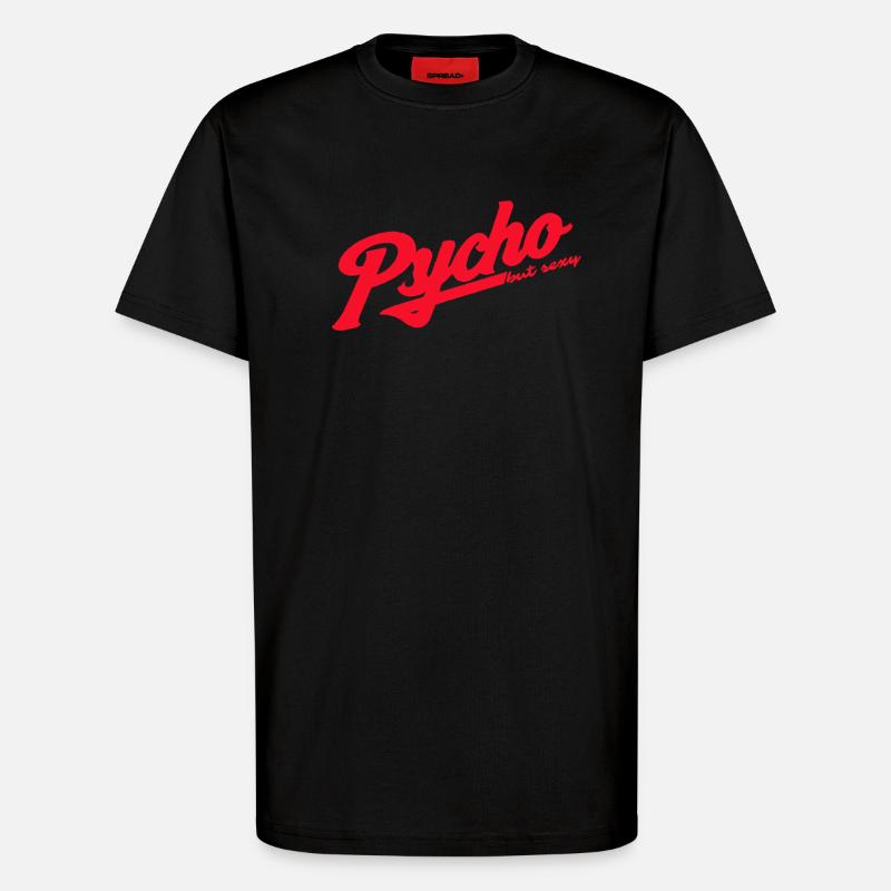 Psycho Retro Script Logo - T-shirt bio décontracté fabriqué en UE - SOLID BLACK