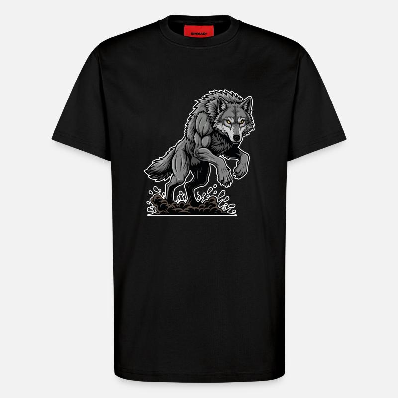 Werwolf Mighty Racing Maskottchen Wolf - T-Shirt - made by SPREAD - SOLID BLACK