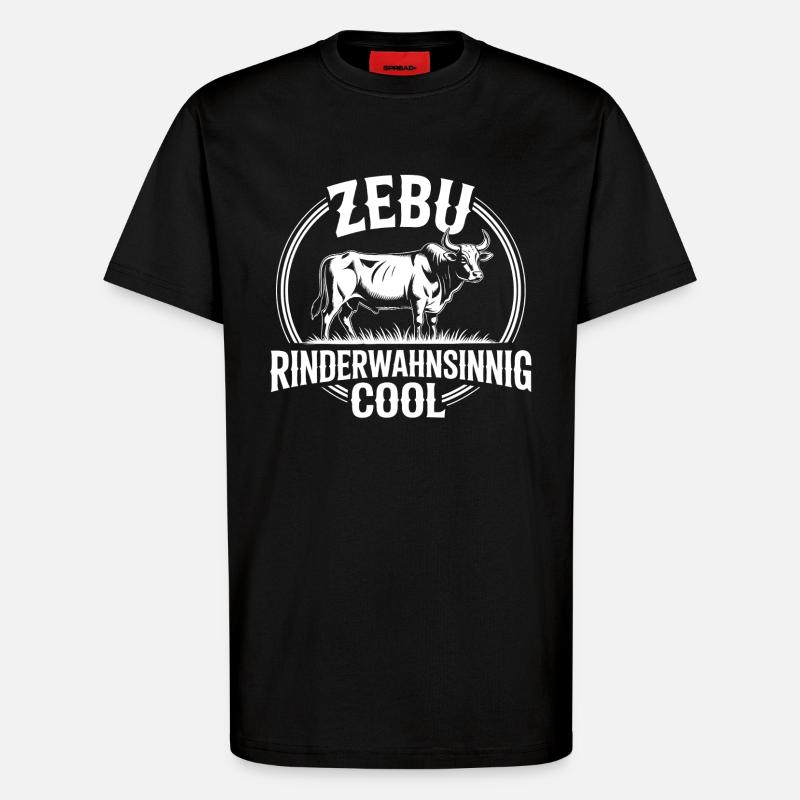 Zebu Mad Cow Cool Badge - T-Shirt - made by SPREAD - SOLID BLACK