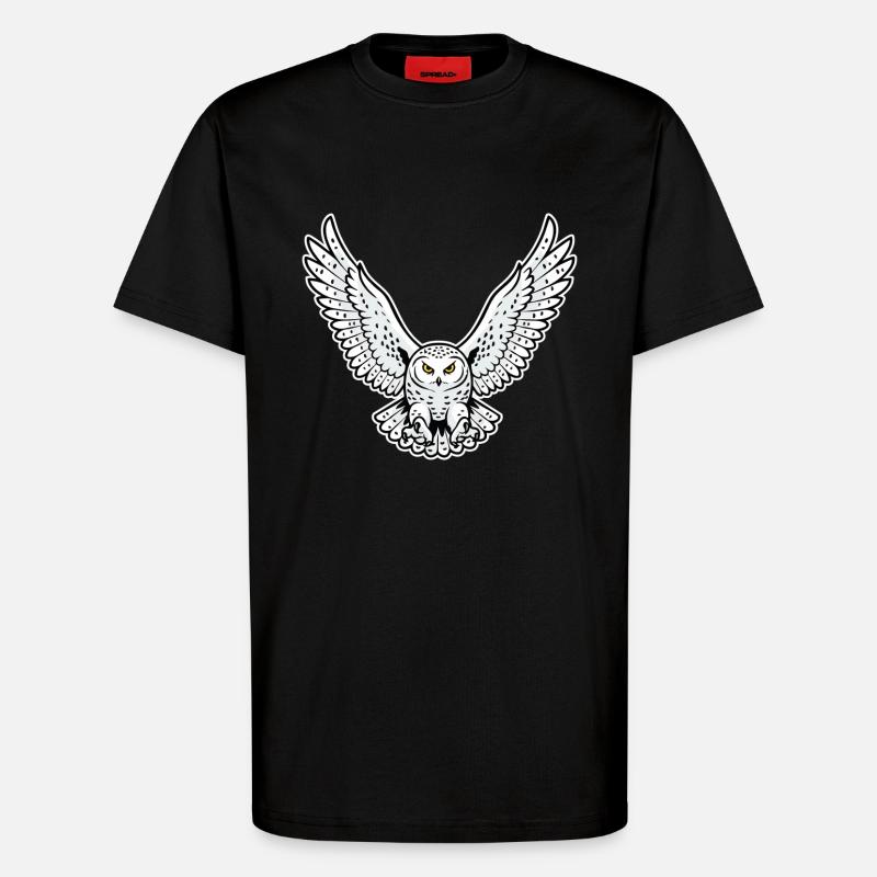 Schneeeule fliegende Angriffseule Haustiereule - T-Shirt - made by SPREAD - SOLID BLACK