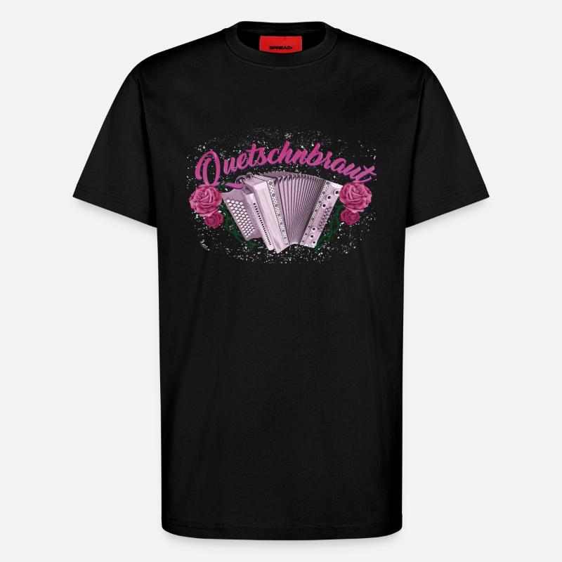 Squeeze Bride - Harmonica with Roses - T-Shirt - made by SPREAD - SOLID BLACK
