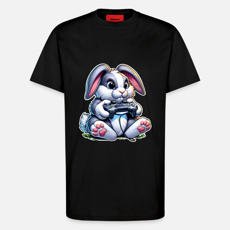 Gamer Hase mit Controller - T-Shirt - made by SPREAD - SOLID BLACK