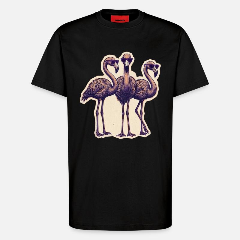 Flamingos Mit Sonnenbrille - T-Shirt - made by SPREAD - SOLID BLACK