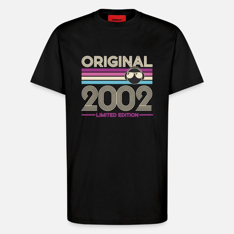 2002 Retro Édition Limitée - T-shirt bio décontracté fabriqué en UE - SOLID BLACK