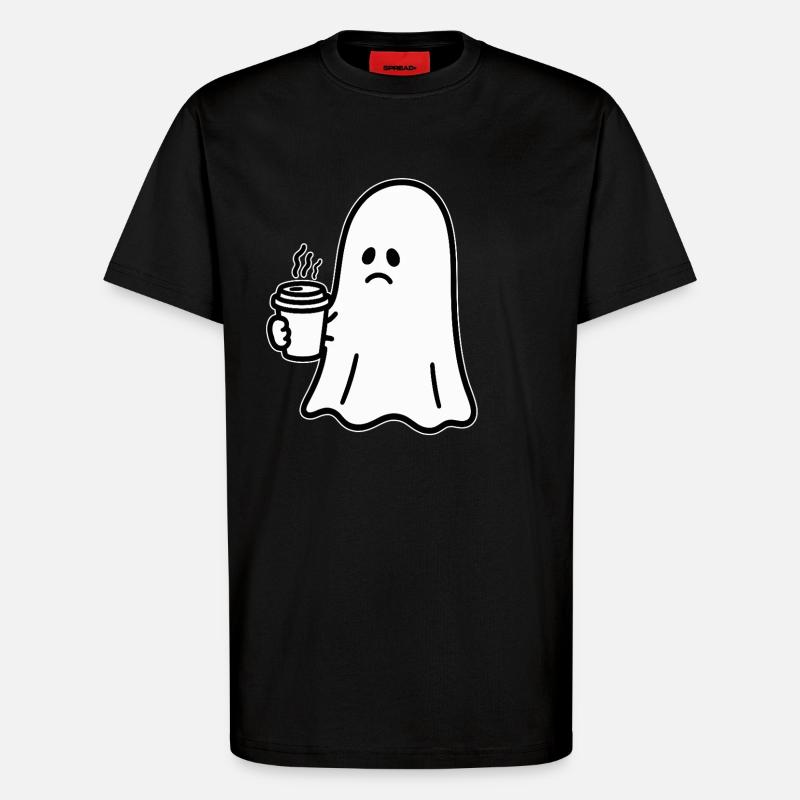 Geist Kaffee Halloween Süßes oder Saures - T-Shirt - made by SPREAD - SOLID BLACK