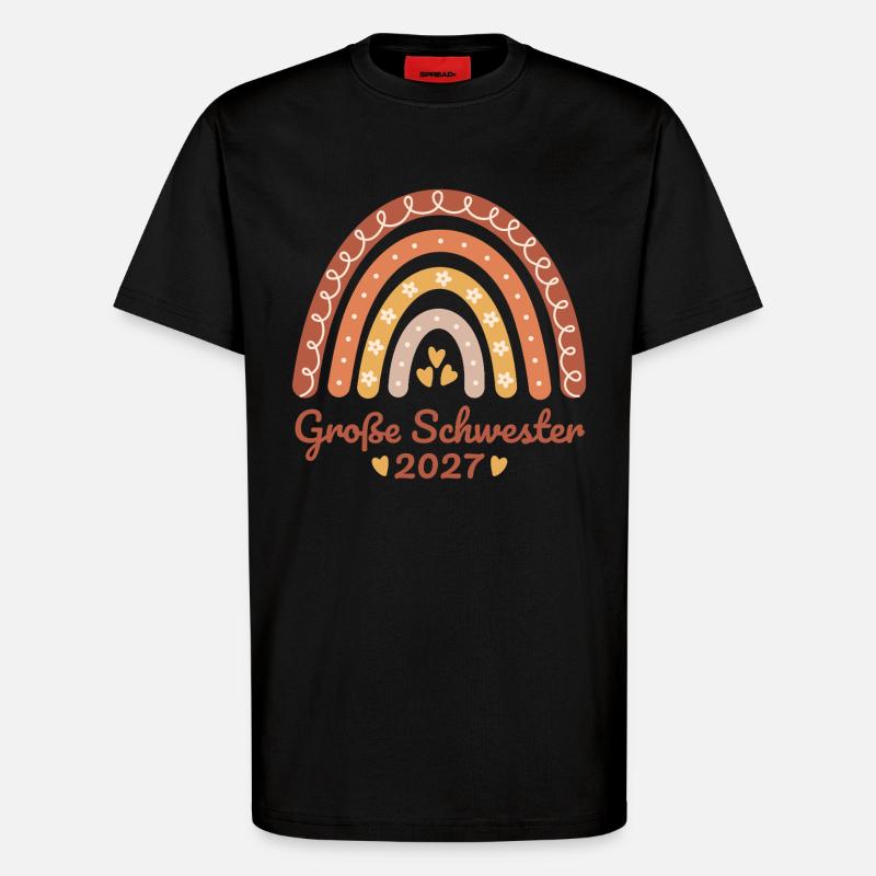 Große Schwester 2027 Boho Regenbogen - T-Shirt - made by SPREAD - SOLID BLACK