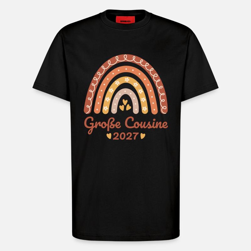 Große Cousine 2027 Boho Regenbogen - T-Shirt - made by SPREAD - SOLID BLACK