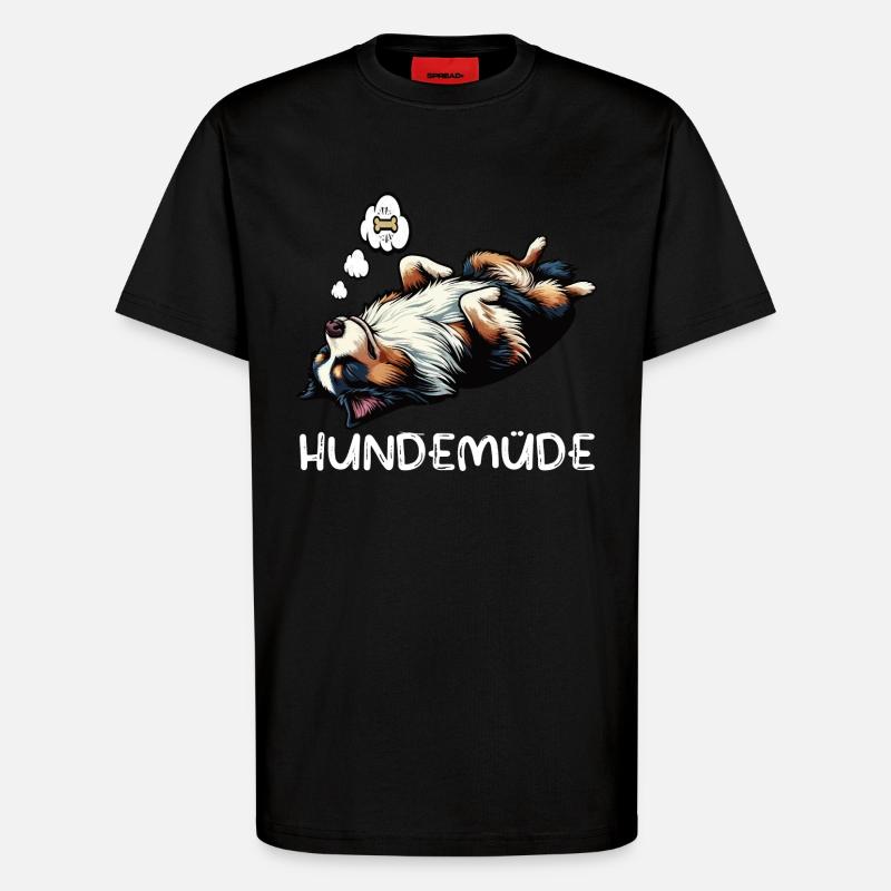 Hundemüde Australian Shepherd Aussie Aussiehalter - T-Shirt - made by SPREAD - SOLID BLACK
