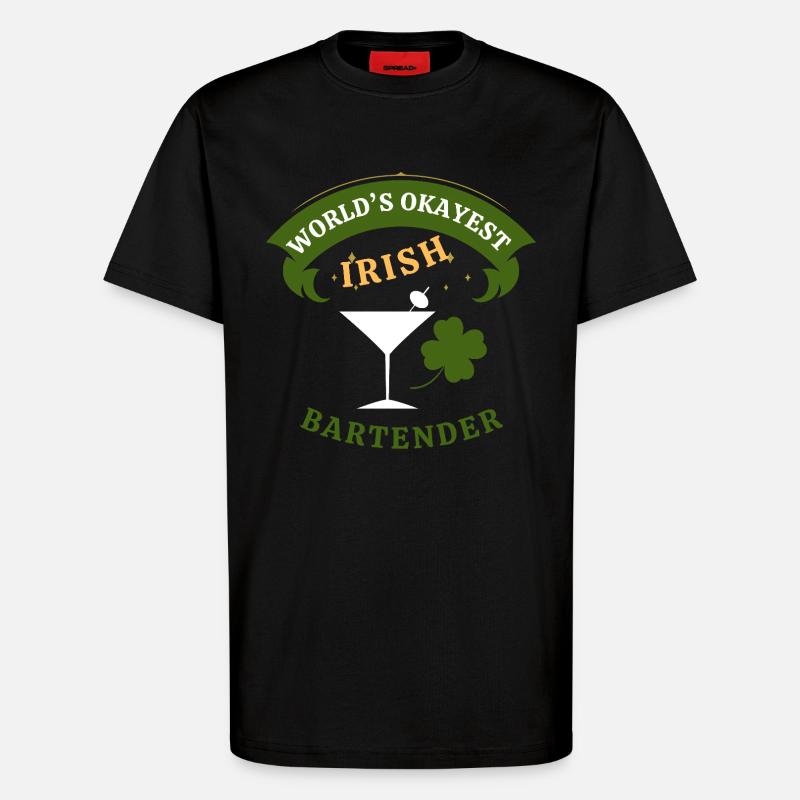 Irish Bartender - the okayest Irish Bartender - T-Shirt - made by SPREAD - SOLID BLACK