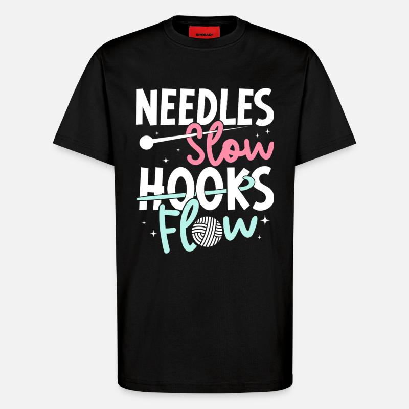 Crochet Hooks Flow Crocheter - T-Shirt - made by SPREAD - SOLID BLACK