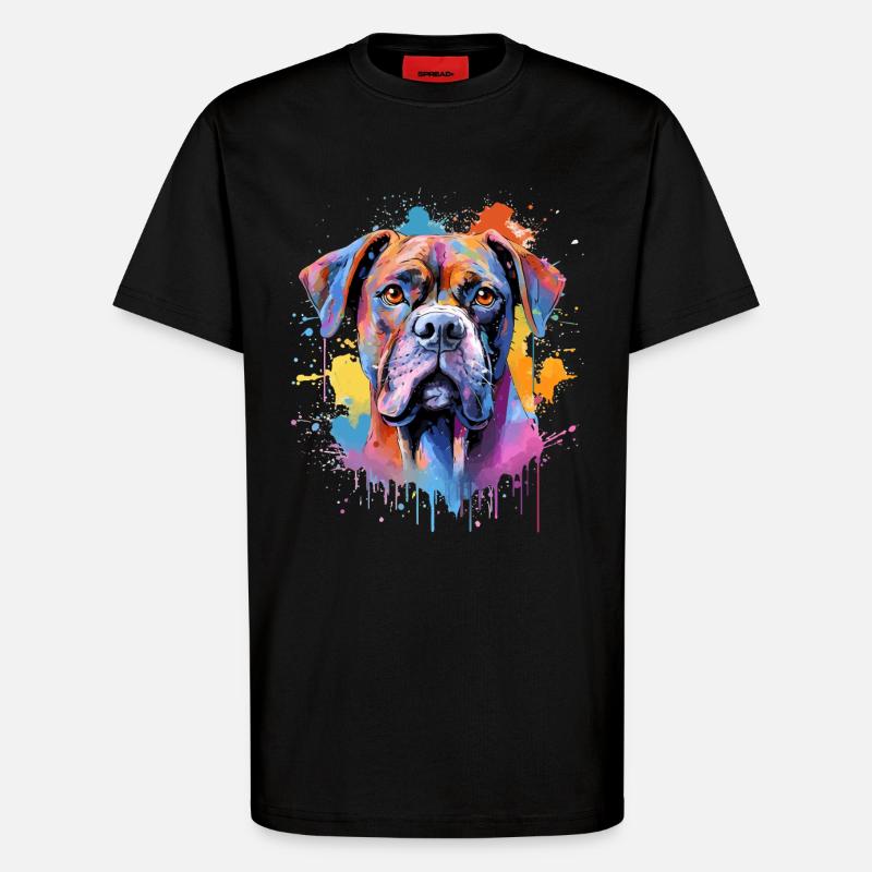 Bunte Splash Art Boxer-Hund - T-Shirt - made by SPREAD - SOLID BLACK