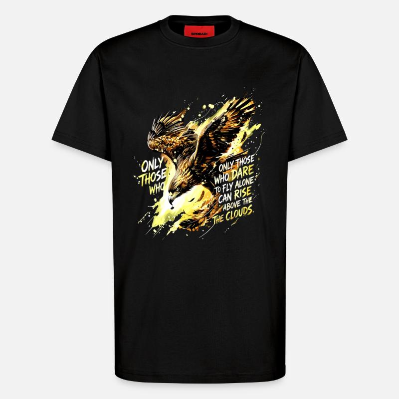 Fly Alone Eagle Quote Art - T-Shirt - made by SPREAD - SOLID BLACK
