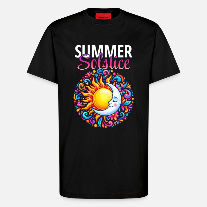 Litha Pagan Solstice d’été Midsommar - T-shirt bio décontracté fabriqué en UE - SOLID BLACK