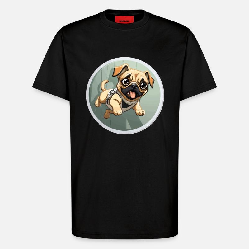 Quiekender Pug Sprinter - T-Shirt - made by SPREAD - SOLID BLACK