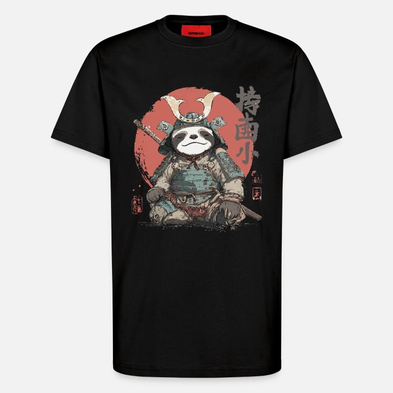 Faultier-Samurai-Rüstung - T-Shirt - made by SPREAD - SOLID BLACK