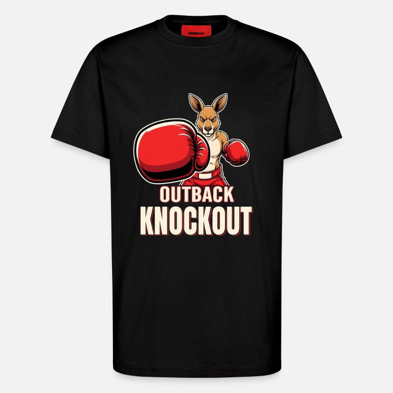 Boxeur kangourou de l’Outback Knockout - T-shirt bio décontracté fabriqué en UE - SOLID BLACK