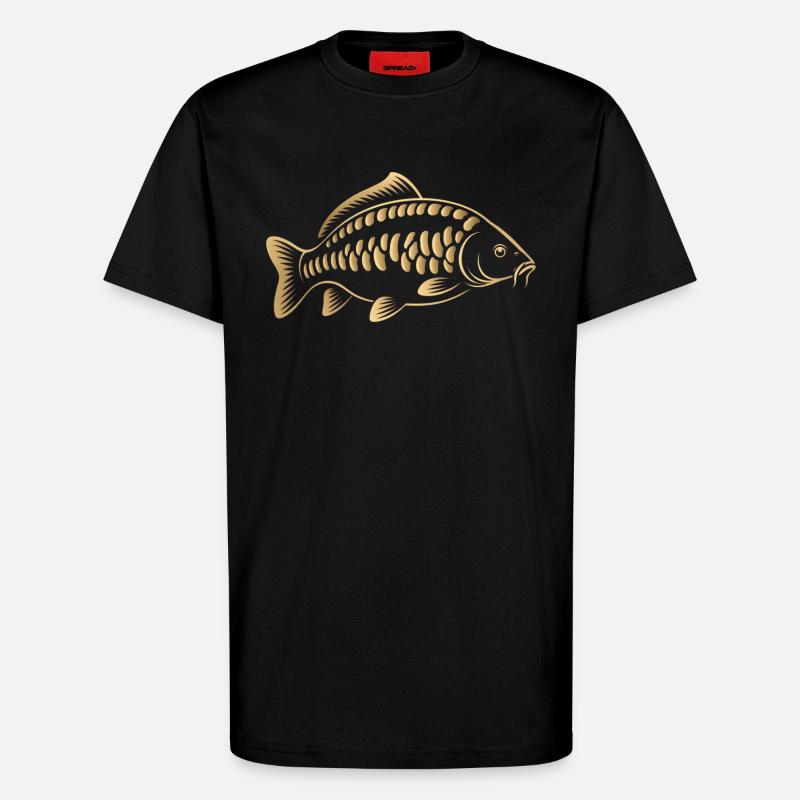 Karpfenfisch minimalistisches Angeldesign - T-Shirt - made by SPREAD - SOLID BLACK