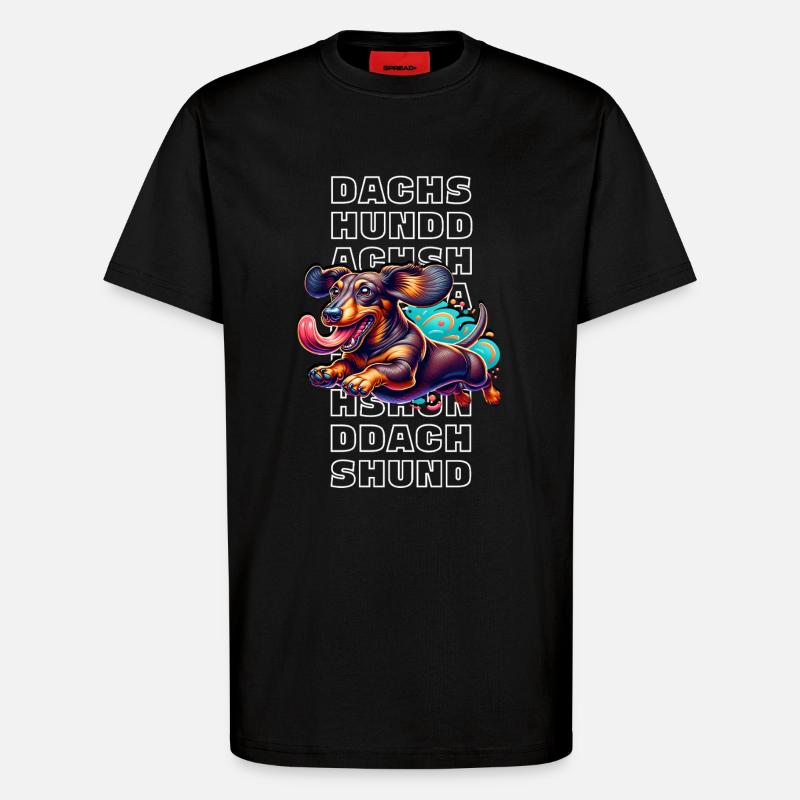 teckel - T-shirt bio décontracté fabriqué en UE - SOLID BLACK