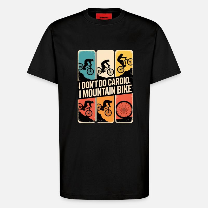 VTT, Descente, Action du cyclisme - T-shirt bio décontracté fabriqué en UE - SOLID BLACK