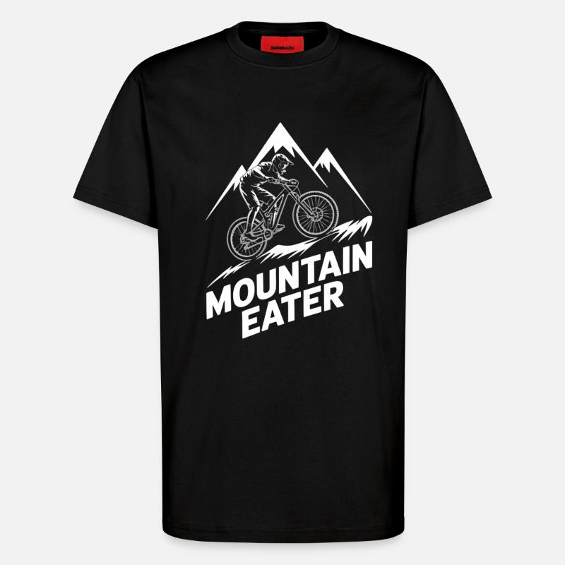 VTT, Descente, Action du cyclisme - T-shirt bio décontracté fabriqué en UE - SOLID BLACK