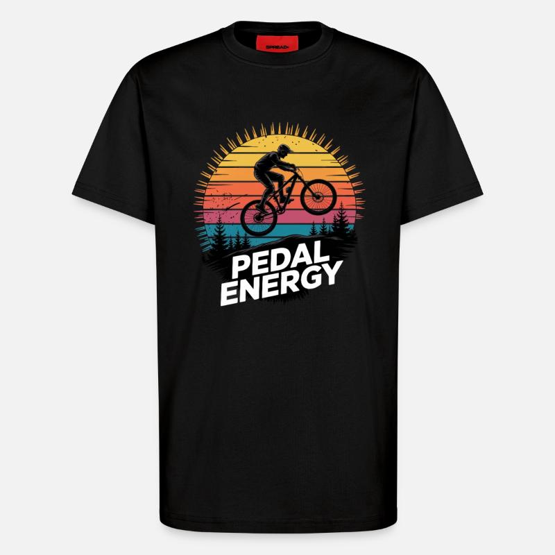 VTT, Descente, Action du cyclisme - T-shirt bio décontracté fabriqué en UE - SOLID BLACK