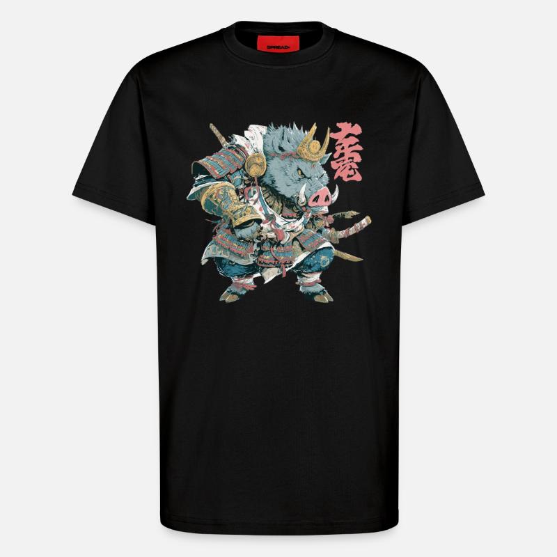Boar Samurai Armor - T-Shirt - made by SPREAD - SOLID BLACK