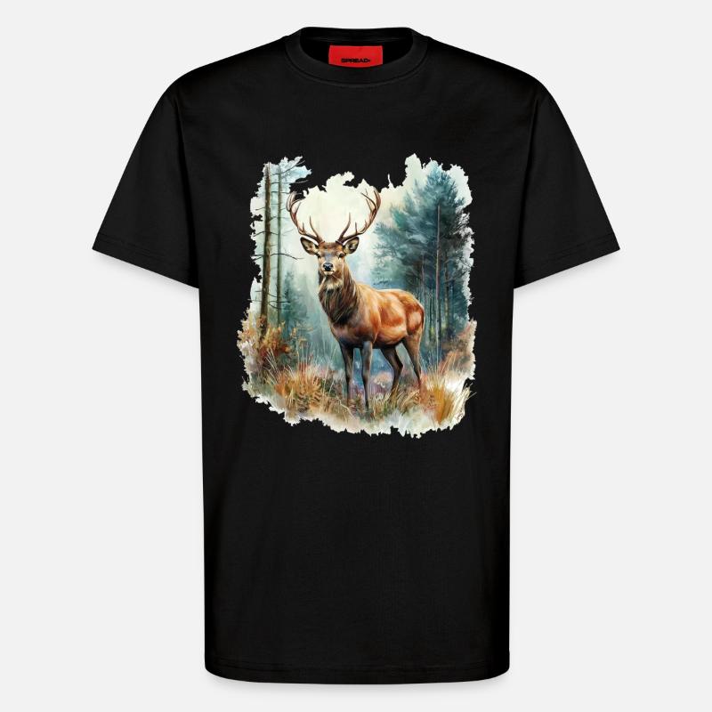 Deer Roe Deer - T-Shirt - made by SPREAD - SOLID BLACK