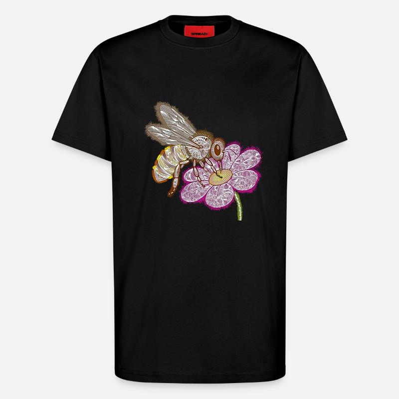 Zentangle Bee - T-Shirt - made by SPREAD - SOLID BLACK