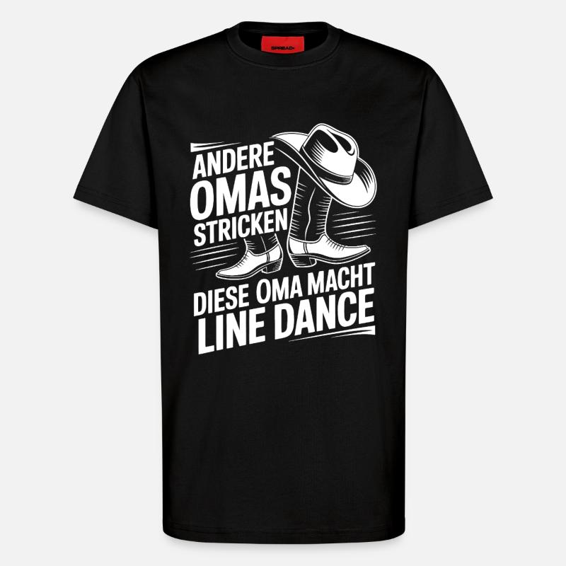 Line Dance Omas Stricken - T-Shirt - made by SPREAD - SOLID BLACK