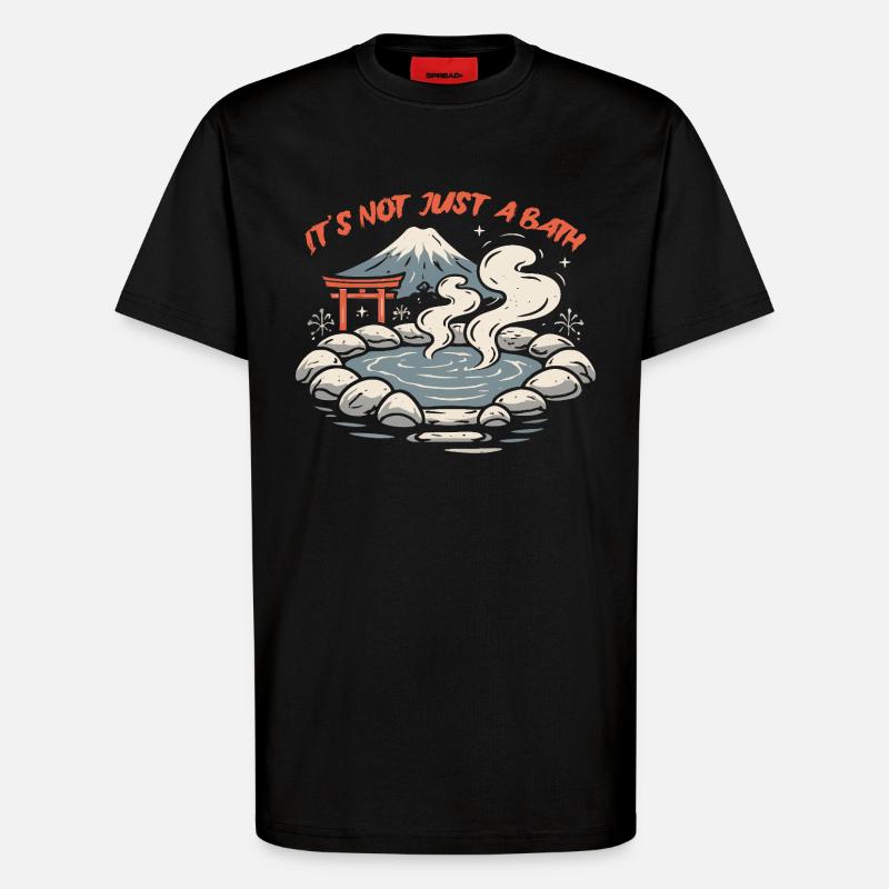 Onsen Hot Spring Bath - T-Shirt - made by SPREAD - SOLID BLACK