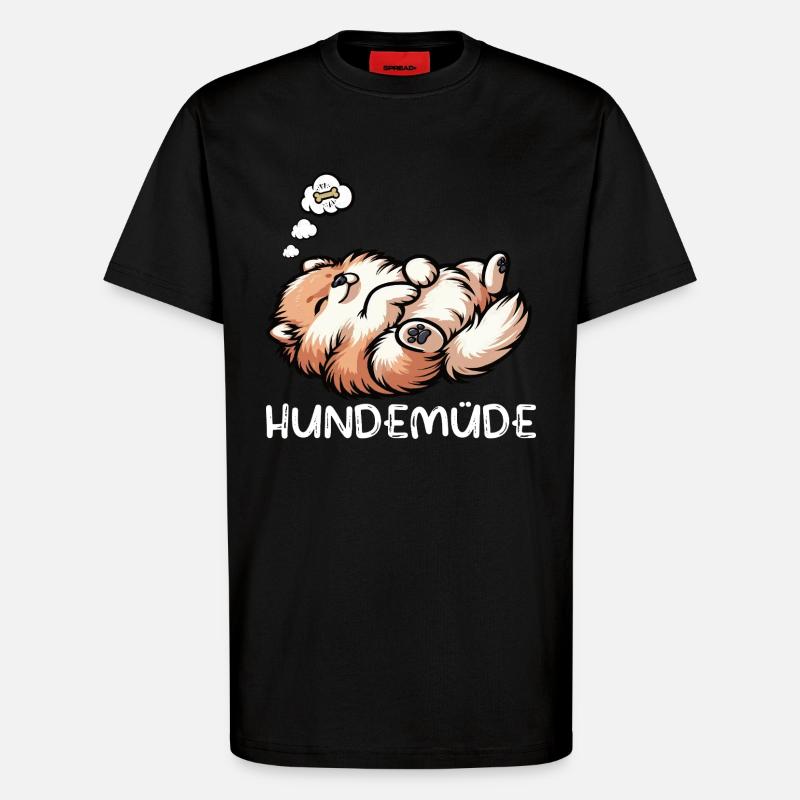 Hundemüde Zwergspitz Zwergspitze Spitzhund Spitz - T-Shirt - made by SPREAD - SOLID BLACK