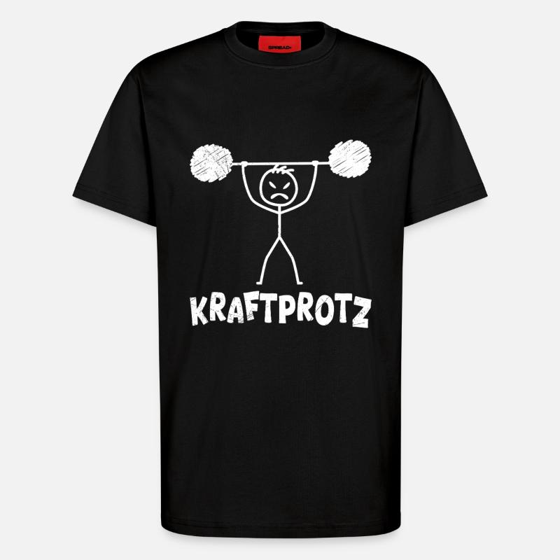 Strichmännchen KRAFTPROTZ Lustiges - T-Shirt - made by SPREAD - SOLID BLACK