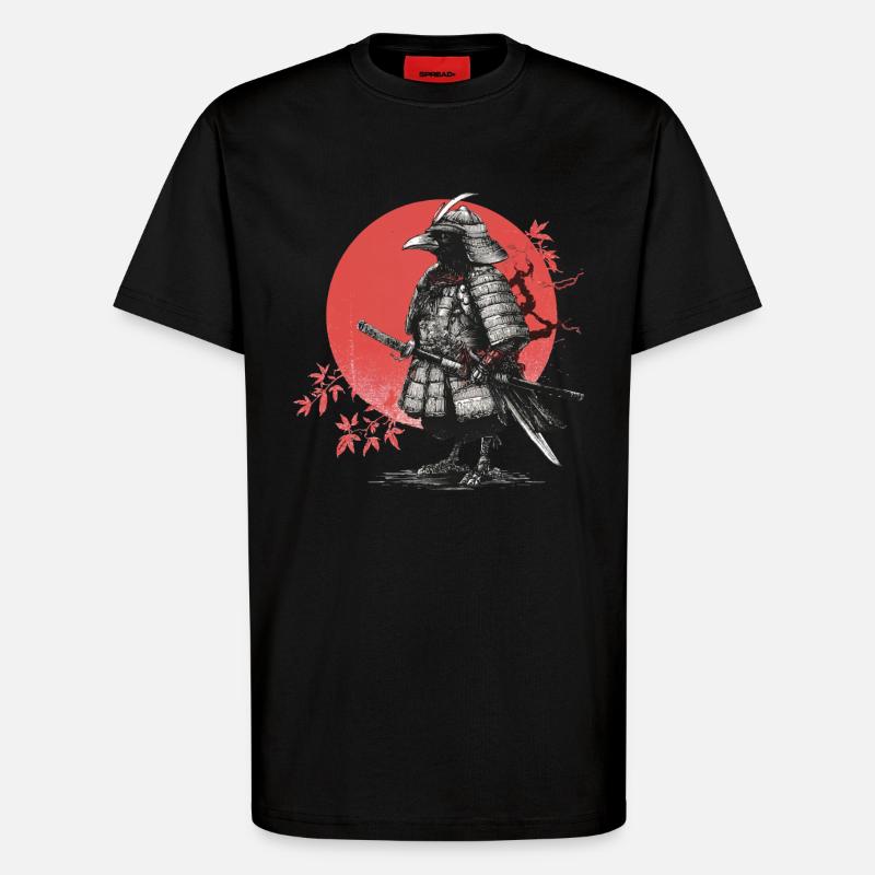 Samurai Crow in Armor - T-Shirt - made by SPREAD - SOLID BLACK