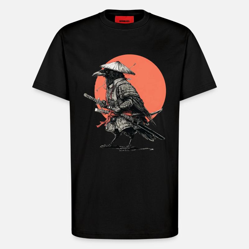 Raven Samurai Armour - T-Shirt - made by SPREAD - SOLID BLACK