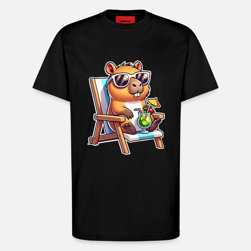 Capybara Chill - T-shirt bio décontracté fabriqué en UE - SOLID BLACK