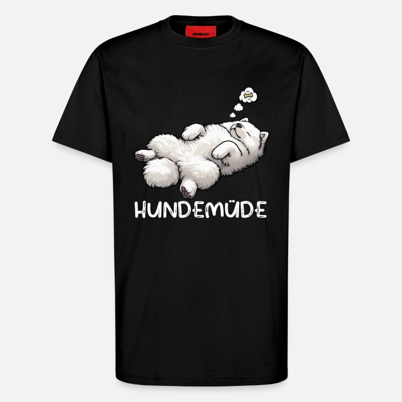 Hundemüde Samojede Samojedenbesitzer Samojedenhund - T-Shirt - made by SPREAD - SOLID BLACK