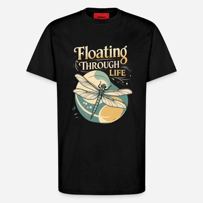 Libelle Libellen Floating Through Life - T-Shirt - made by SPREAD - SOLID BLACK