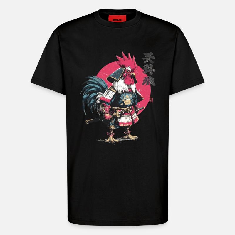 Rooster Samurai Armor - T-Shirt - made by SPREAD - SOLID BLACK