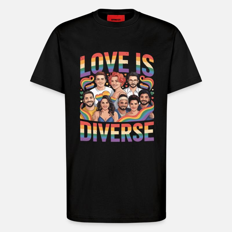 Love Is Diverse Pride Regenbogen - T-Shirt - made by SPREAD - SOLID BLACK